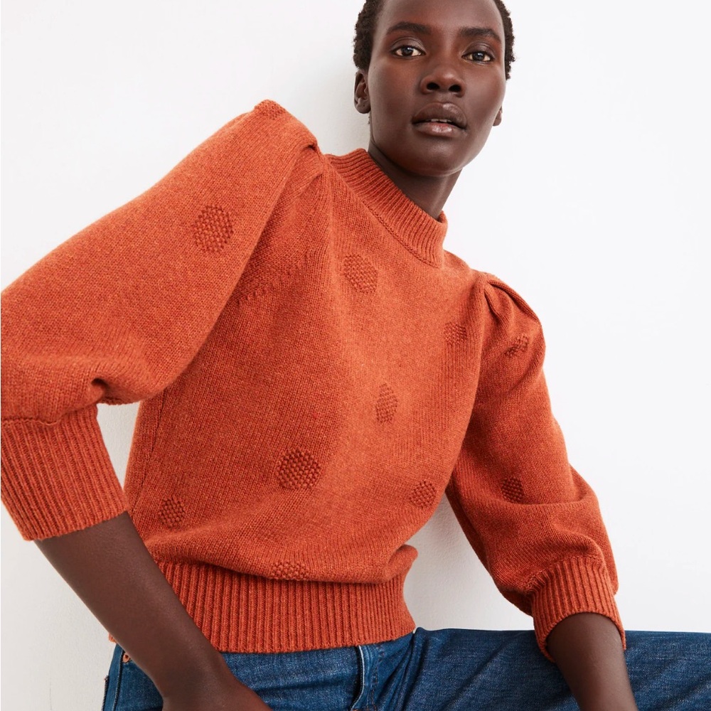 Madewell Dotted Eaton Puff-Sleeve Pullover Sweater